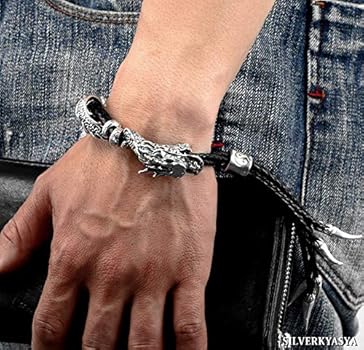 Amazon | [silver KYASYA]シルバー925 龍 ブレスレット ドラゴン